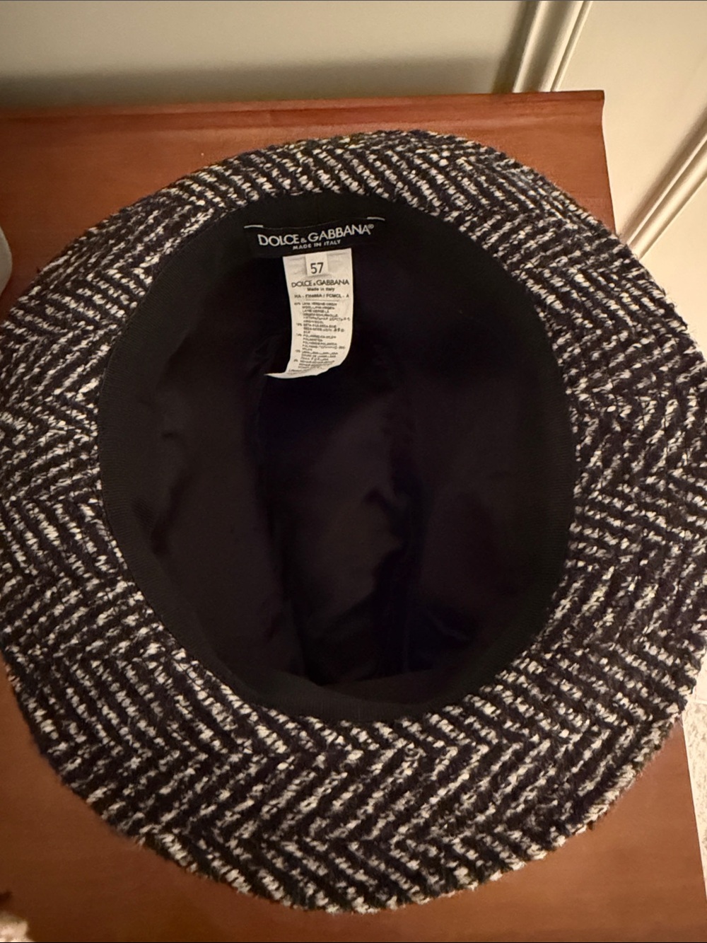 Dolce & Gabbana Black and White Tweed Fedora Hat - Picture 3 of 7